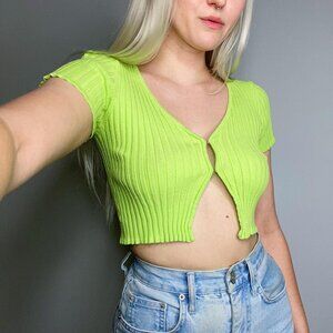 Tiger Mist Ribbed Green Crop Top